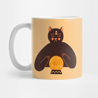 Cute black cat art. Halloween fortune teller illustration Mug